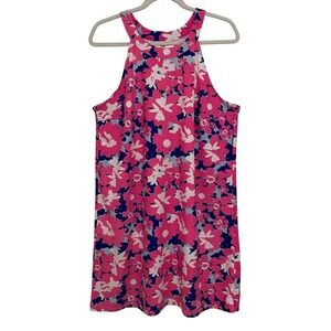 All For Color Dress Womens Large Pink Floral Halter Neck Sleeveless Mini Shift